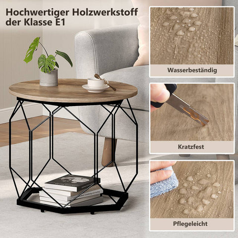 Rootz 2 Set Coffee Tables - Living Room Tables - Side Tables - High Quality & Versatile - 50x45x50cm, 40x36x40cm -Brown Wood Look