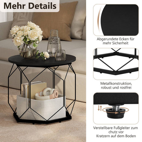 Rootz Coffee Table 2 Set - Living Room Tables - Side Tables - High Quality Wood & Metal - Rustic & Modern Look - 50x45x50cm / 40x36x40cm