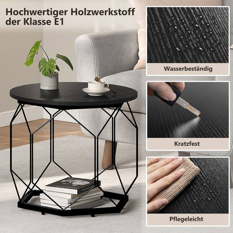 Rootz Coffee Table 2 Set - Living Room Tables - Side Tables - High Quality Wood & Metal - Rustic & Modern Look - 50x45x50cm / 40x36x40cm