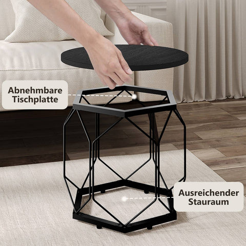 Rootz Coffee Table 2 Set - Living Room Tables - Side Tables - High Quality Wood & Metal - Rustic & Modern Look - 50x45x50cm / 40x36x40cm