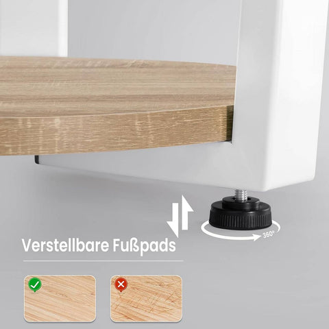 Rootz Round Side Table with 2 Shelves - Small Sofa Table - Open Design - Metal Frame - E1 Wood Material - 50cm x 53cm x 50cm