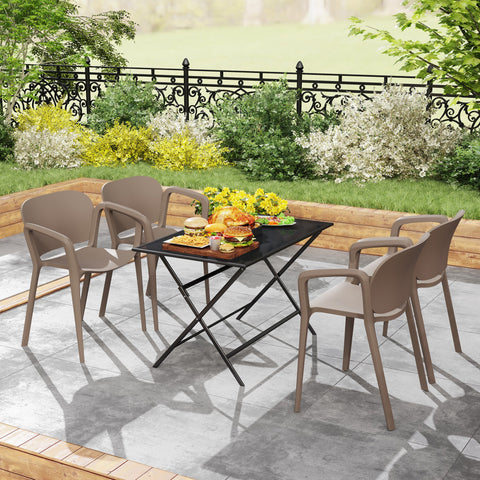 Rootz 4 Piece Set Garden Chairs - Outdoor Furniture - Stacking Armchairs - Weatherproof & UV Resistant - 60x56x75 cm