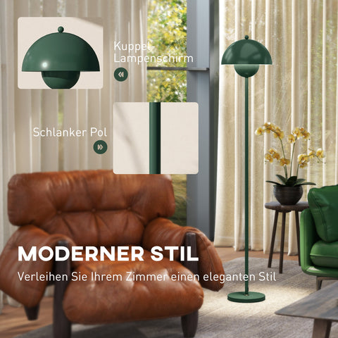 Rootz Floor Lamp - Standing Light - Elegant Illumination - Steel & Green Finish - Long Cable - Ø30 x 155 cm