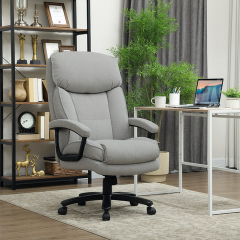 Rootz Large High Office Chair - Desk Armchair - Ergonomic Seating - 200kg Capacity - Grey - 68.5cm x 79cm x 117-125cm