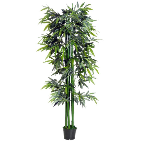 Rootz Kunstplant - Kunstbamboe - Kunstbamboeboomplant - Thuis - Kantoor - Groen + Zwart - 20cm x 20cm x 180cm