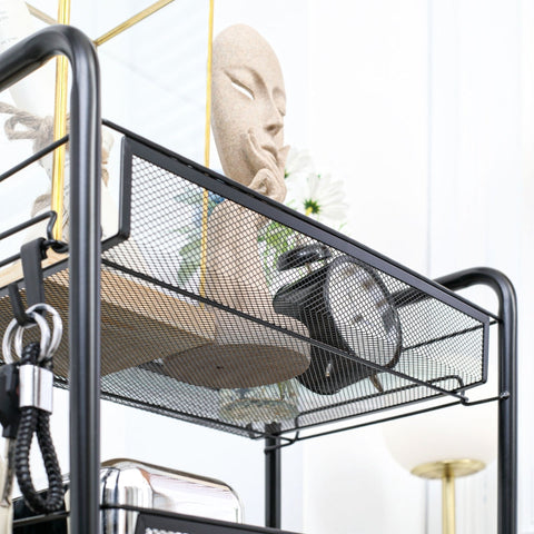 Rootz Service Trolley - Kitchen Cart - Rolling Utility Cart - 5-Tier Storage Rack - Space-saving - Steel & Plastic - 45cm x 26.5cm x 106cm