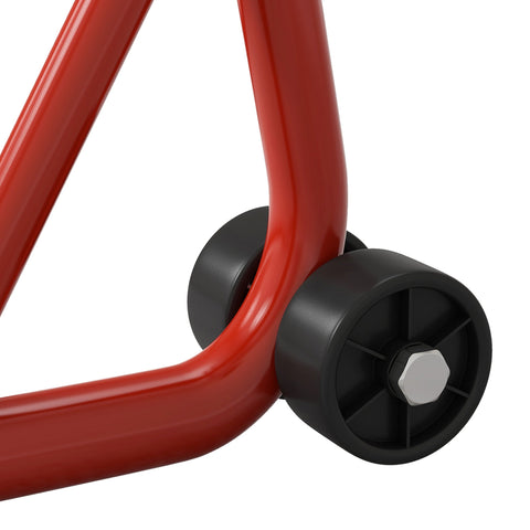 Rootz Motorcycle Front Wheel Rack - Universal Bike Stand - Red - Non-Slip & Durable Steel - 70cm x 47cm x 34.5cm - Optimize Maintenance