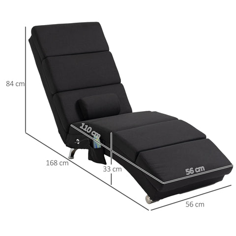 Rootz Ergonomic Massage Chair - Relaxation Chair - Deck Chair - Heating Function - 56 x 168 x 84 cm - Remote Control Included