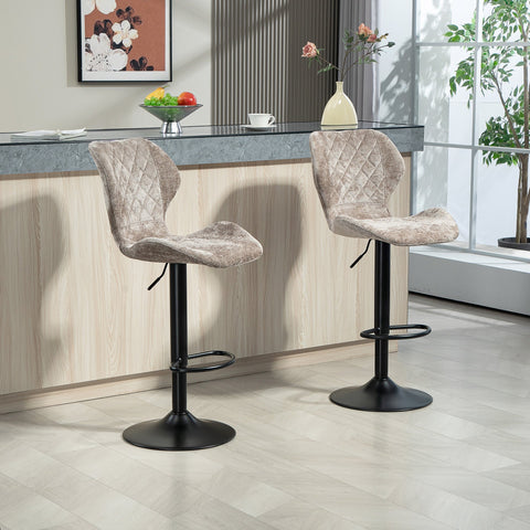 Rootz Set of 2 Bar Chairs - Kitchen Stools - Height-Adjustable Counter Stools - Ultimate Comfort - 48cm x 51.5cm x 91-112cm