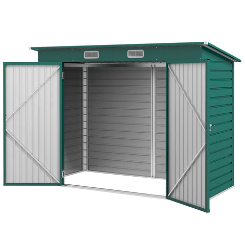 Rootz Steel Garden Tool Shed - Storage Shed - Equipment House - Secure Storage - 249b x 121t x 166/183h cm
