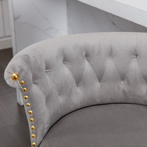 Rootz 2 Swivel Bar Stools Set - High-Back Chairs - Height Adjustable - Ergonomic Design - 54cm x 53cm x 82-101cm - Velvet & Gold Finish