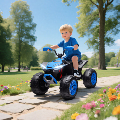 Rootz Children's Electric Quad - Kids Ride-On Vehicle - 24V Power - Dual Motors - 6.5 km/h - Blue - 109cm x 68.5cm x 76cm - USB & MP3