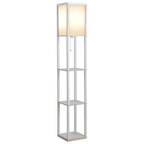 Rootz Shelf Floor Lamp - Storage Lamp - Lighting Fixture - Durable MDF - 26W x 26D x 160H cm