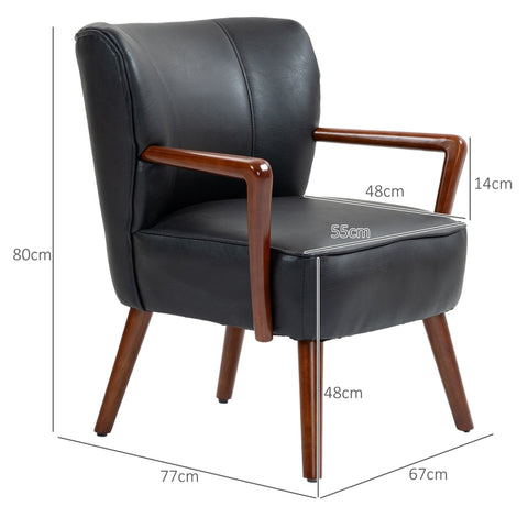 Rootz Accent Chair - Decorative Armchair - Lounge Chair - Faux Leather - 67cm x 77cm x 80cm - Easy Assembly - Rubberwood Frame