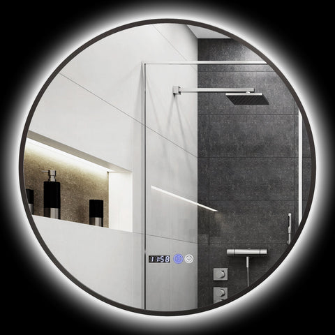 Rootz Round LED Bathroom Mirror - Illuminated - Touch Control - Adjustable Brightness - Ø 70cm x 3T cm