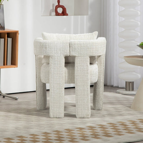 Rootz Beige Chenille Lounge Chair - Single Seat - Hollow Armrests - Ergonomic Design - 60L x 44W x 65H cm