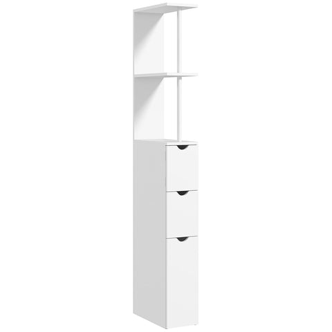 Rootz Bathroom Cabinet - Storage Unit - Organizer - Space Saver - Secured with Anti-Tipping - 15 x 33 x 136.5 cm White