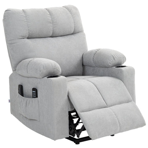 Rootz Stand-Up TV Recliner - Massage Chair - Footrest Recliner - 135° Recline - Oversized Design - Easy Assembly - Light Gray - 91cm x 95cm x 109cm