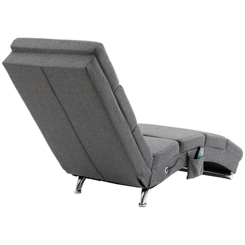 Rootz Massage Chair - Relaxation Chair - Reclining Chair - Floor Chair - Side Pocket - 5 Modes - 8 Vibration Points -  MDF Panels - Steel Frame - Linen Fabric - Gray - 56 x 168 x 84 cm