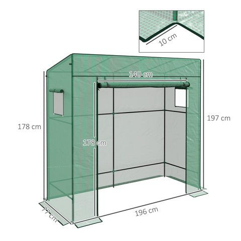 Rootz Wall-Mounted Garden Greenhouse - Plant Shelter - Grow House - Extends Growing Season - 196L x 77W x 197/178H cm