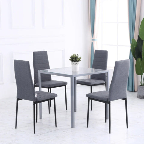 Rootz Dining Table - Kitchen Table - Glass Table - Square Table - Glass Top - Compact Design - Gray - 75L x 75W x 75H cm