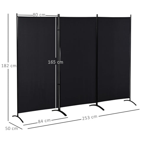 Rootz 3 Panel Paravent Privacy Screen - Room Divider - Indoor Outdoor Screen - Self-Standing - 253cm x 50cm x 182cm