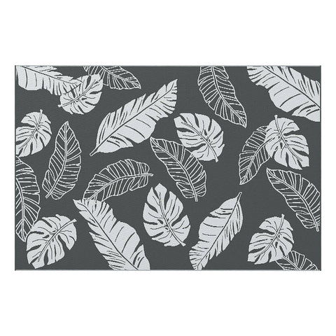 Rootz Outdoor Reversible Carpet - Patio Rug - Weather Resistant - Modern Design - Leaf Pattern - Grey + White - 182x274cm