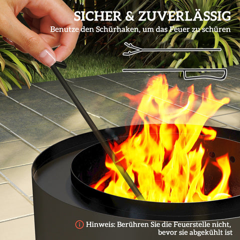 Rootz Fire Bowl - Outdoor Fireplace - Stainless Steel Fire Pit - Portable & Easy Clean - 45cm x 42cm - Black