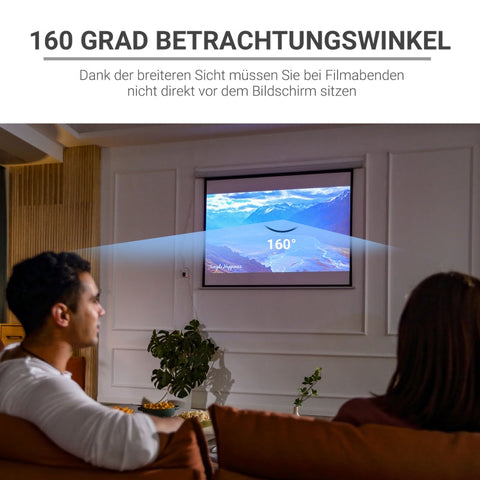 Rootz Motorized Projector Screen - Cinema Screen - Projection Screen - Durable Fabric - 171cm x 130cm - White - Compact Design