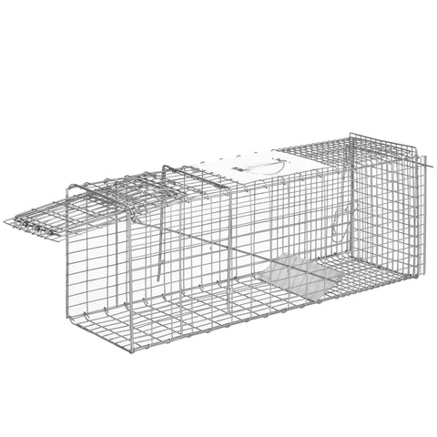 Rootz Foldable Fishing Cage - Trap Cage - Animal Catcher - Easy Installation - 81cm x 26cm x 34.5cm Steel Silver
