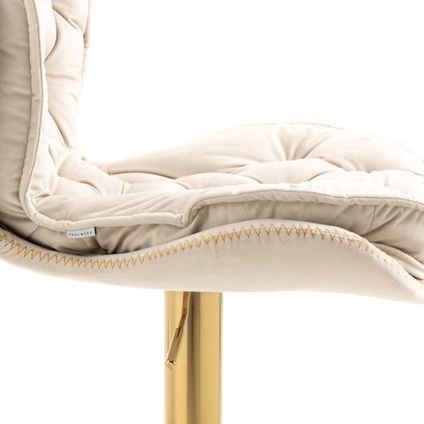 Rootz Swivel Bar Stools - Adjustable Bar Chairs - Velvet Counter Stools - Ergonomic Comfort - 55cm x 46cm x 92-112cm