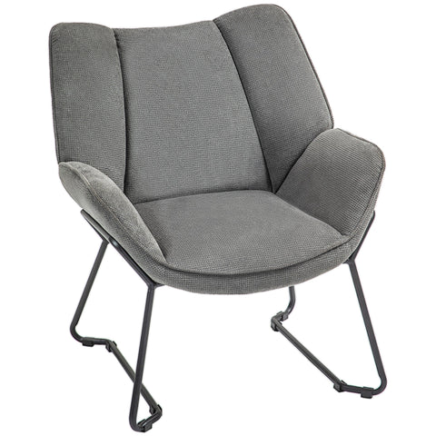 Rootz Lounge Chair - Relaxation Armchair - Linen Recliner - Soft Foam Padding - Steel Legs - 71.5cm W x 67cm T x 79cm H - Grey