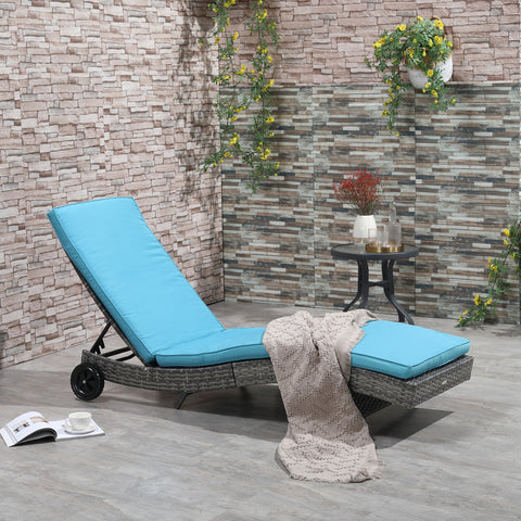 Rootz Sun Lounger Deck Chair - Outdoor Recliner - Adjustable Backrest - Removable Mattress - 207cm x 70cm x 70cm