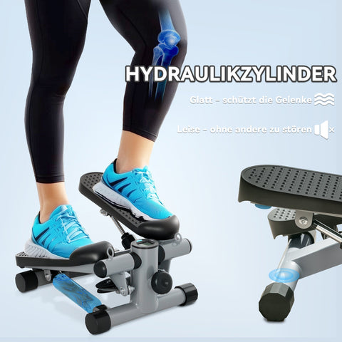 Rootz 2 in 1 Mini Stepper - Home Exercise Equipment - Fitness Stepper - LCD Display - Strengthens Core & Arms - 41 x 30.5 x 18.5 cm Grey, Black