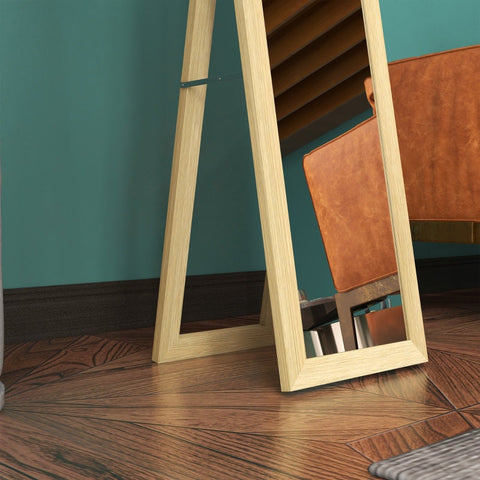 Rootz Tall Mirror with Frame - Floor Mirror - Full-Length - High Resolution - 37x3.8x157cm (Folded), 37x40x155cm (Open) - Antique Wood Finish