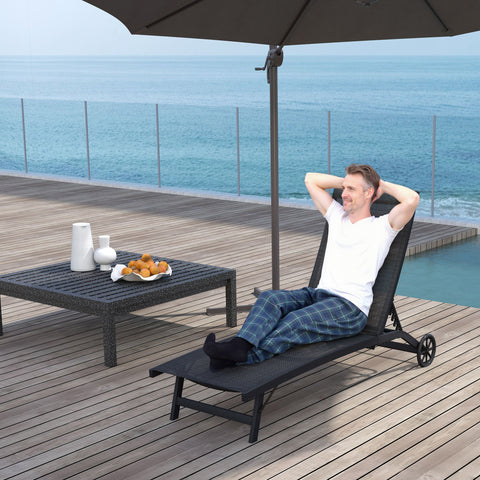 Rootz Sun Lounger - Adjustable Recliner - Outdoor Chaise - Breathable Fabric - 195cm x 66cm x 34cm