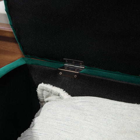 Rootz Velvet Storage Bench - Dark Green Bench - Upholstered Bench - Blanket Organizer - 120cm x 46cm x 42cm