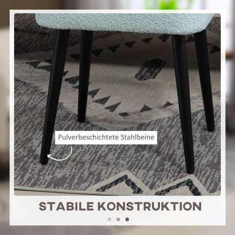 Rootz Stool with Cashmere-Look Fabric - Footrest - Steel Legs - Light Blue - 42cm x 42cm x 47cm