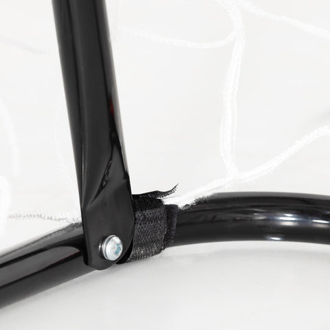 Rootz Football Goal - Soccer Net - Metal Frame - Durable & Quick Setup - 186L x 62W x 123H cm - Black White