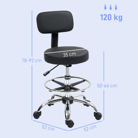Rootz Ergonomic Office Chair - Compact Swivel Chair - Height Adjustable Chair - Waterproof Leather - 52cm x 52cm x 78-92cm