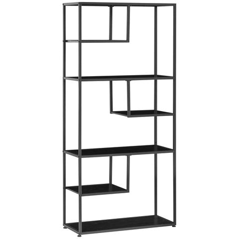 Rootz 7-Level Bookcase Shelf - Industrial Shelving Unit - Metal Organizer - Space-Saving Design - 83 x 34 x 180 cm Black