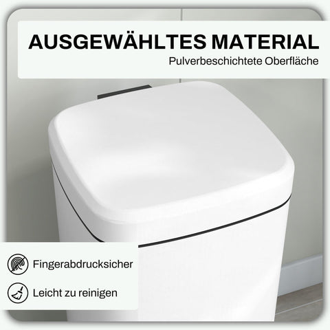 Rootz 30L Trash Can - Kitchen Bin - Garbage Container - Soft-Close Lid - Hold-Open Function - Fingerprint-Proof - 28cm x 35cm x 63.5cm