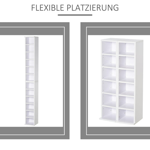 Rootz Set of 2 CD Stands - Media Shelves - Decorative Storage - Organize Up to 204 CDs - 21 x 22.5 x 88.5 cm - White Finish