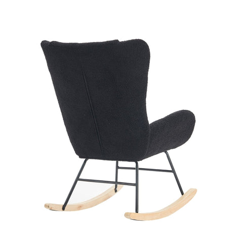 Rootz Gray Teddy Velvet Rocking Chair - Leisure Chair - Velvet Armchair - Ergonomic Comfort - 67.5L x 93W x 93H cm