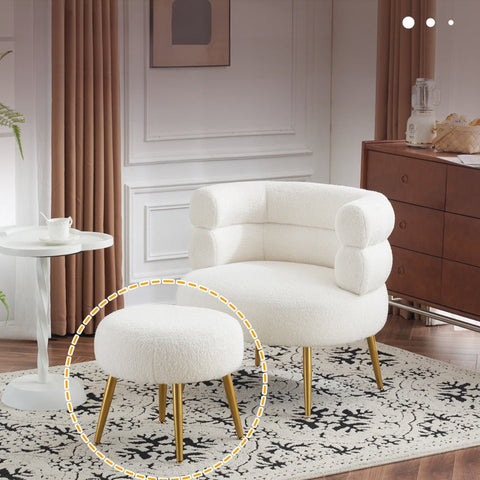 Rootz White Recliner Chair & Footstool Set - Armchair - Lounge Chair - Optimal Comfort - 69cm Seat Width x 69cm x 67cm x 73cm