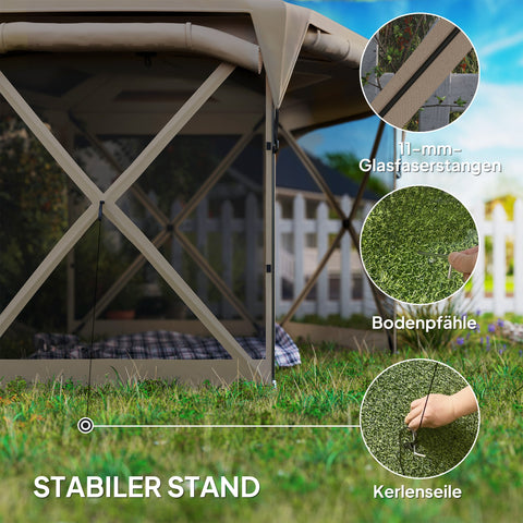 Rootz 3 x 3.5 Pop-Up Garden Tent - Pavilion - Gazebo - UPF30+ Protection - 345cm x 300cm x 210cm