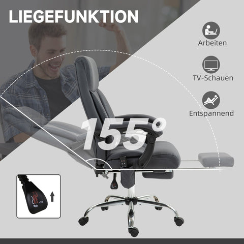 Rootz Massage Office Chair - Computer Chair with Lumbar Heating - Recliner Chair - Microfiber Fabric - 65cm x 74cm x 119cm