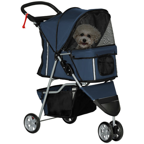 Rootz Dog Stroller - Collapsible Buggy - Foldable Pet Carriage - Comfortable Walks - 75cm x 45cm x 97cm