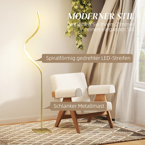 Rootz Spiral Standing Lamp - Floor Lamp - Mood Light - Efficient Lighting - 20.5 x 20.5 x 146cm - Gold
