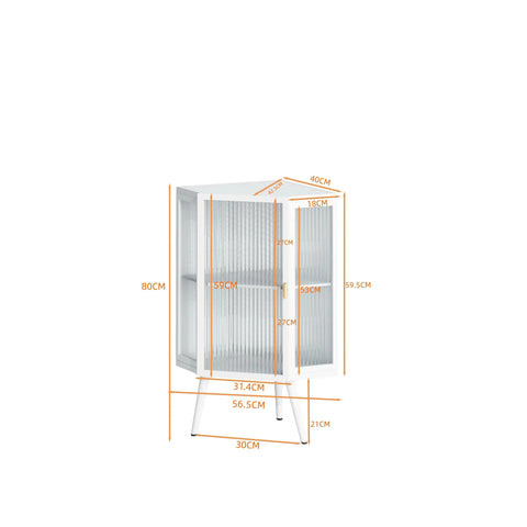 Rootz Corner Cabinet with Glass Door - Adjustable Shelf - Modern Design - Space-Saving - 56.5 × 42.5 × 80 cm